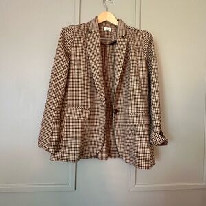 Women's Brown Checkered Blazer